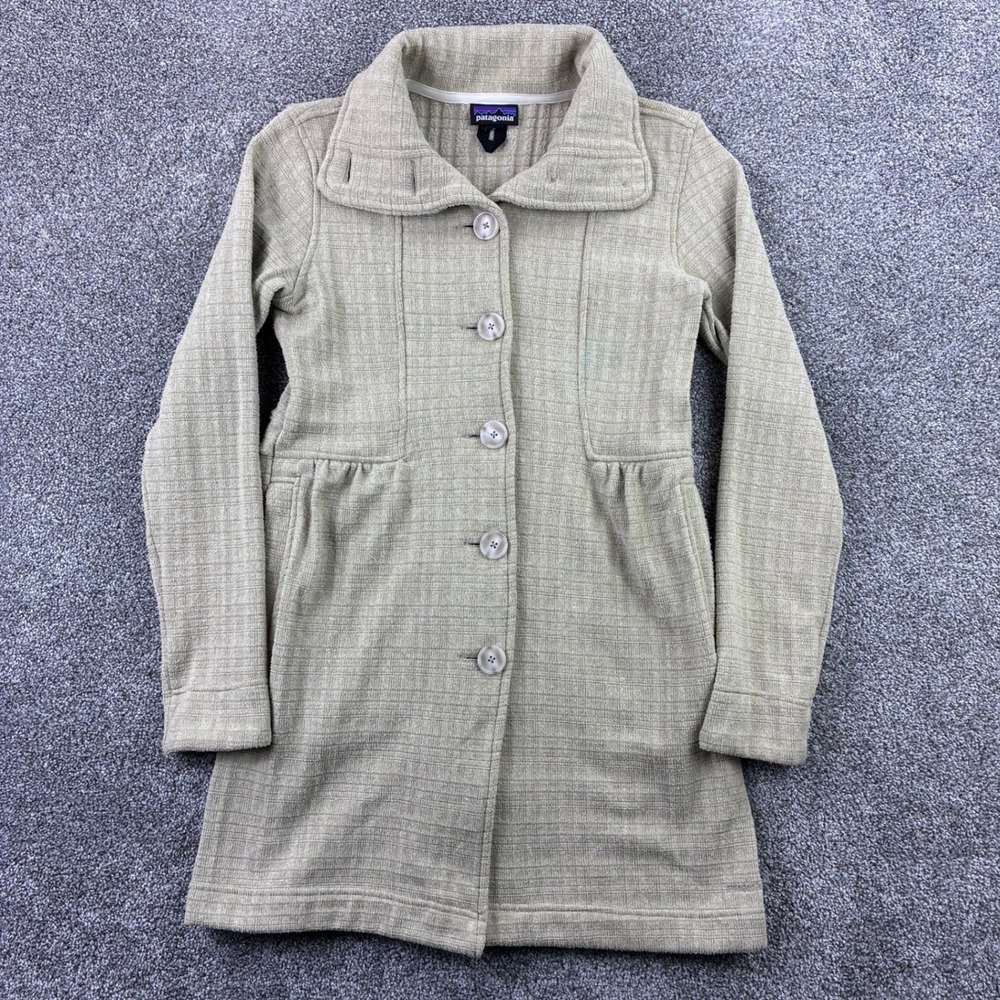 Patagonia Better Sweater Coat Women's Medium Tan Beige Button Jacket 25657